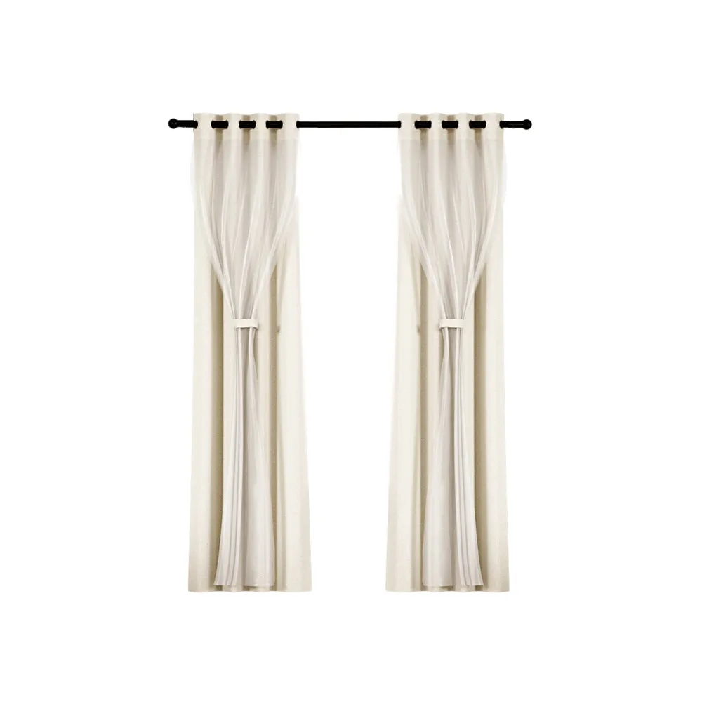 2X 132x242cm | Blockout Sheer Curtains | Beige