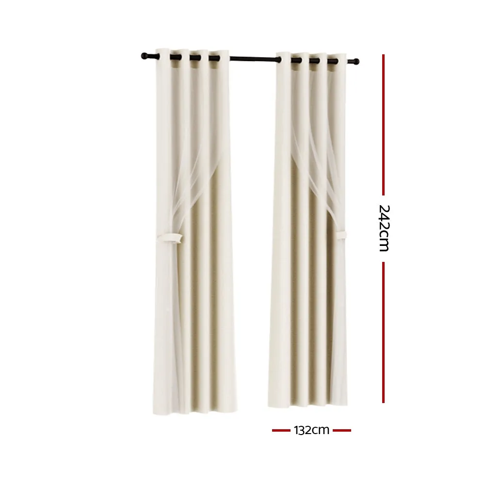 2X 132x242cm | Blockout Sheer Curtains | Beige