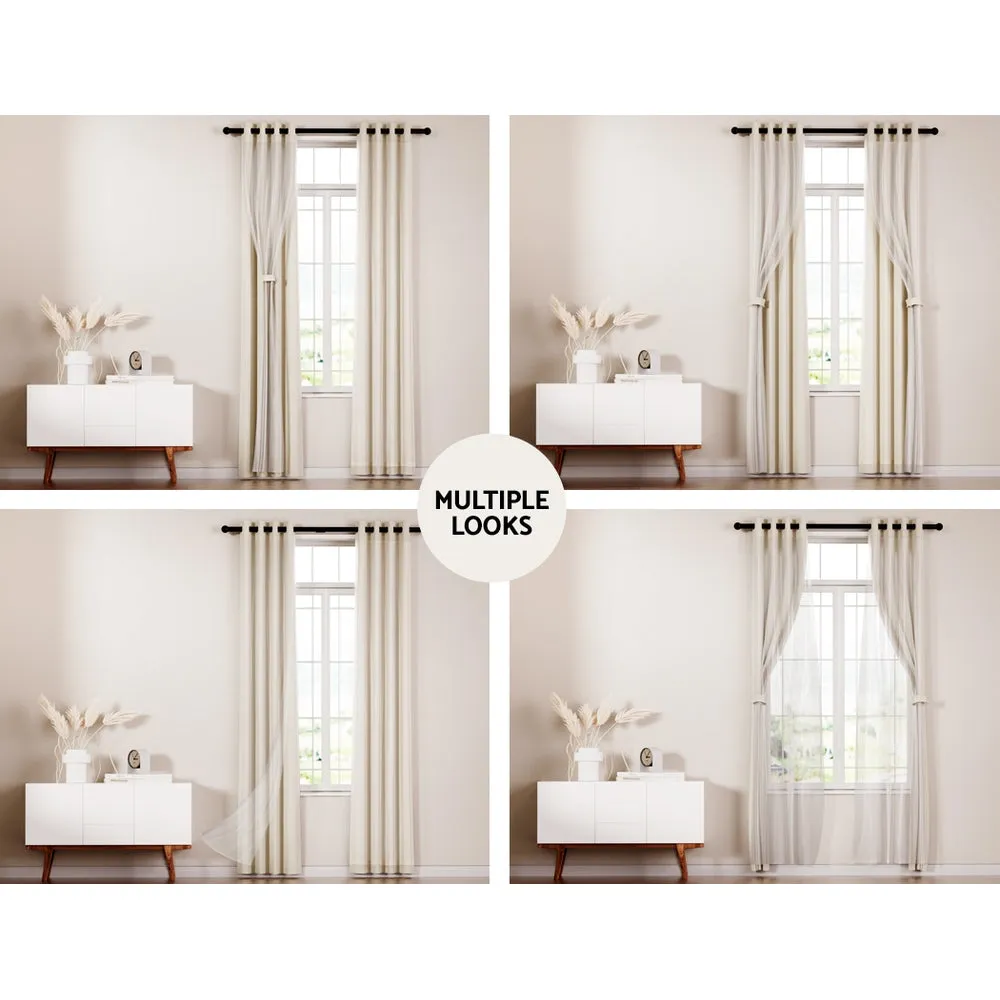 2X 132x242cm | Blockout Sheer Curtains | Beige