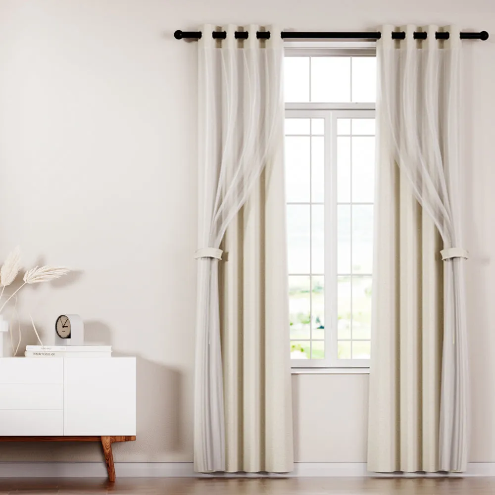 2X 132x242cm | Blockout Sheer Curtains | Beige