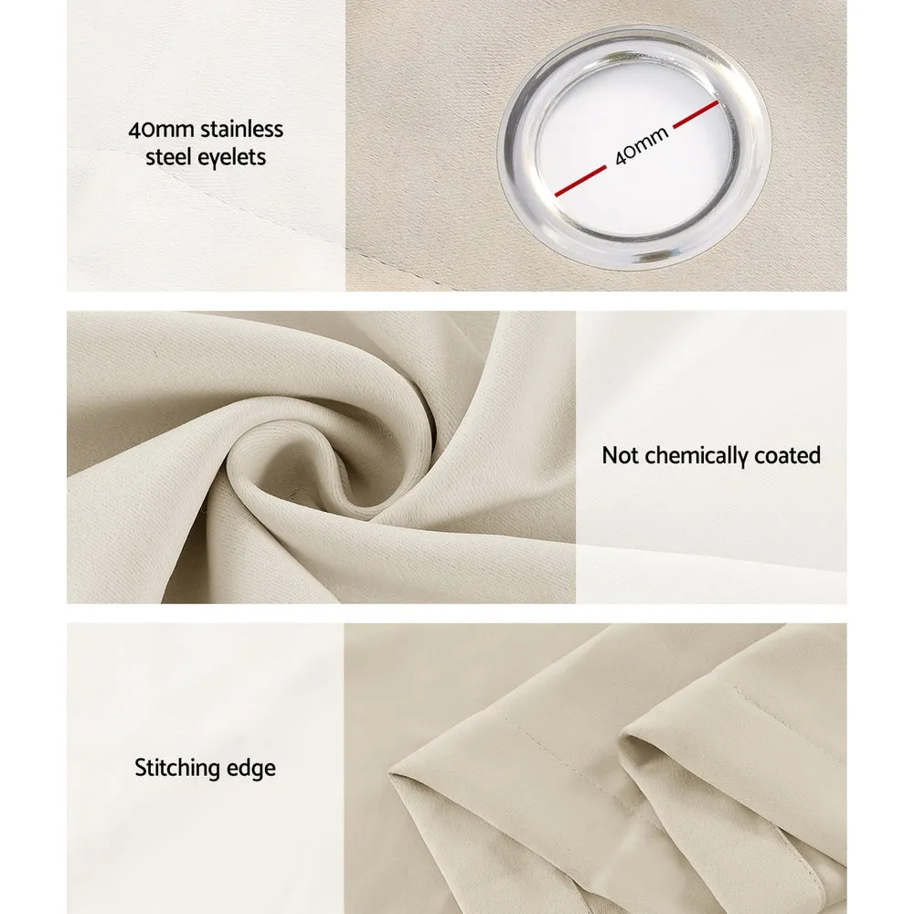 2X 132x242cm | Blockout Sheer Curtains | Beige
