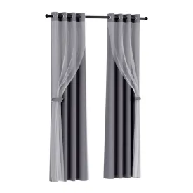 2X 132x242cm | Blockout Sheer Curtains | Charcoal