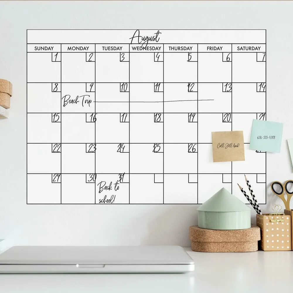 Basics Dry Erase Calendar Peel and Stick Giant Wall Decal