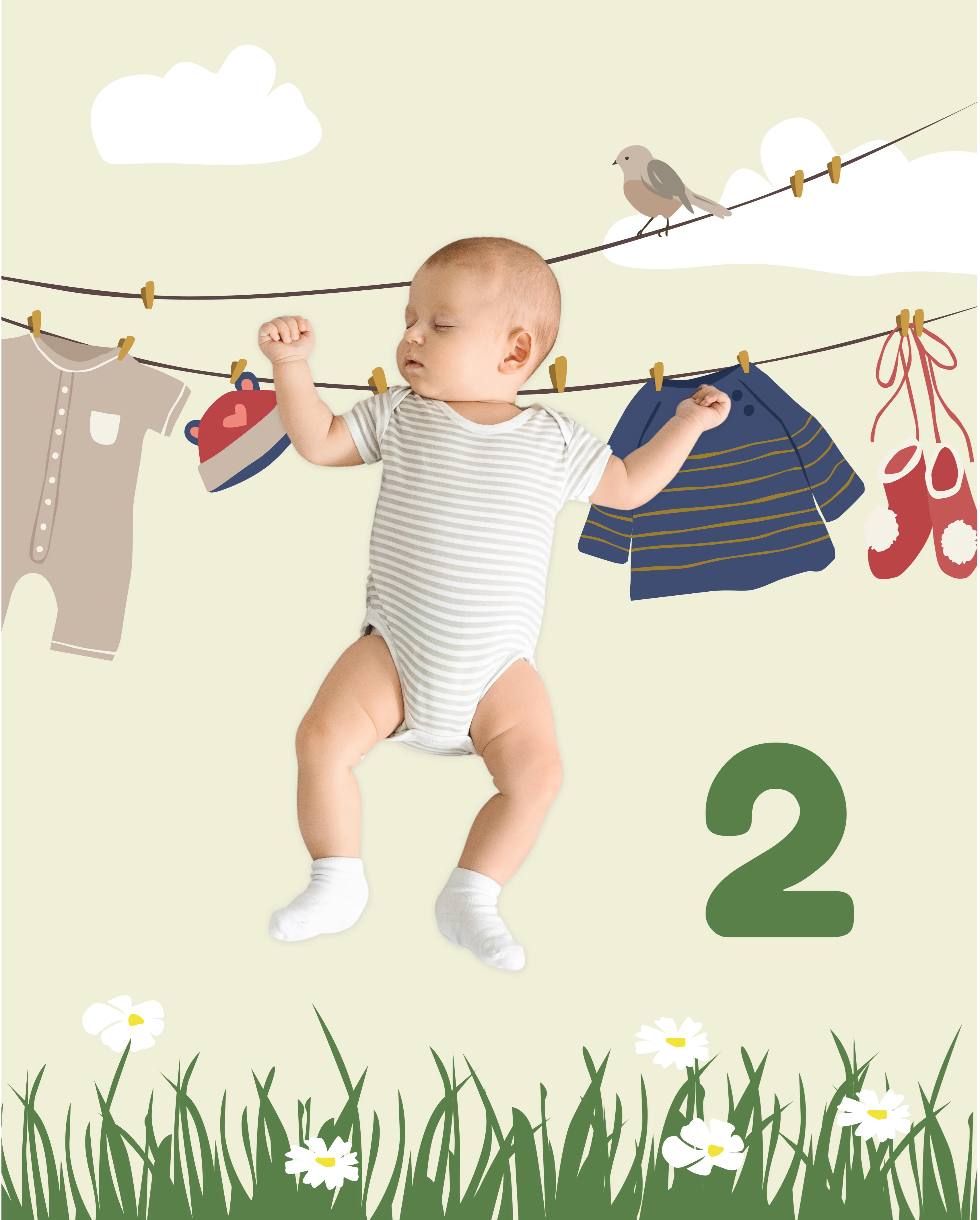 Clothes Line Baby Photo Backdrop Background Creative DIY Monthly Pictures Milestone Backdrop