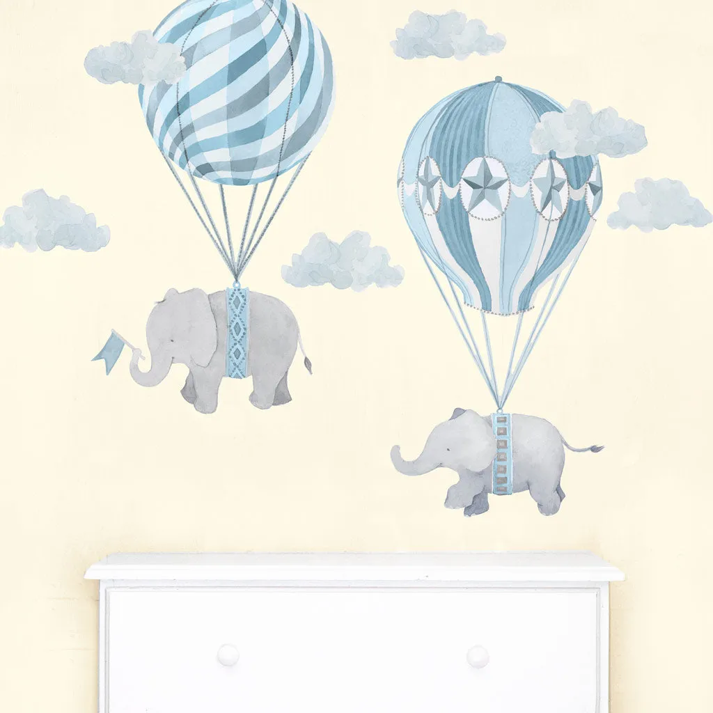 Elephant Friends Wall Decal Set - Blue