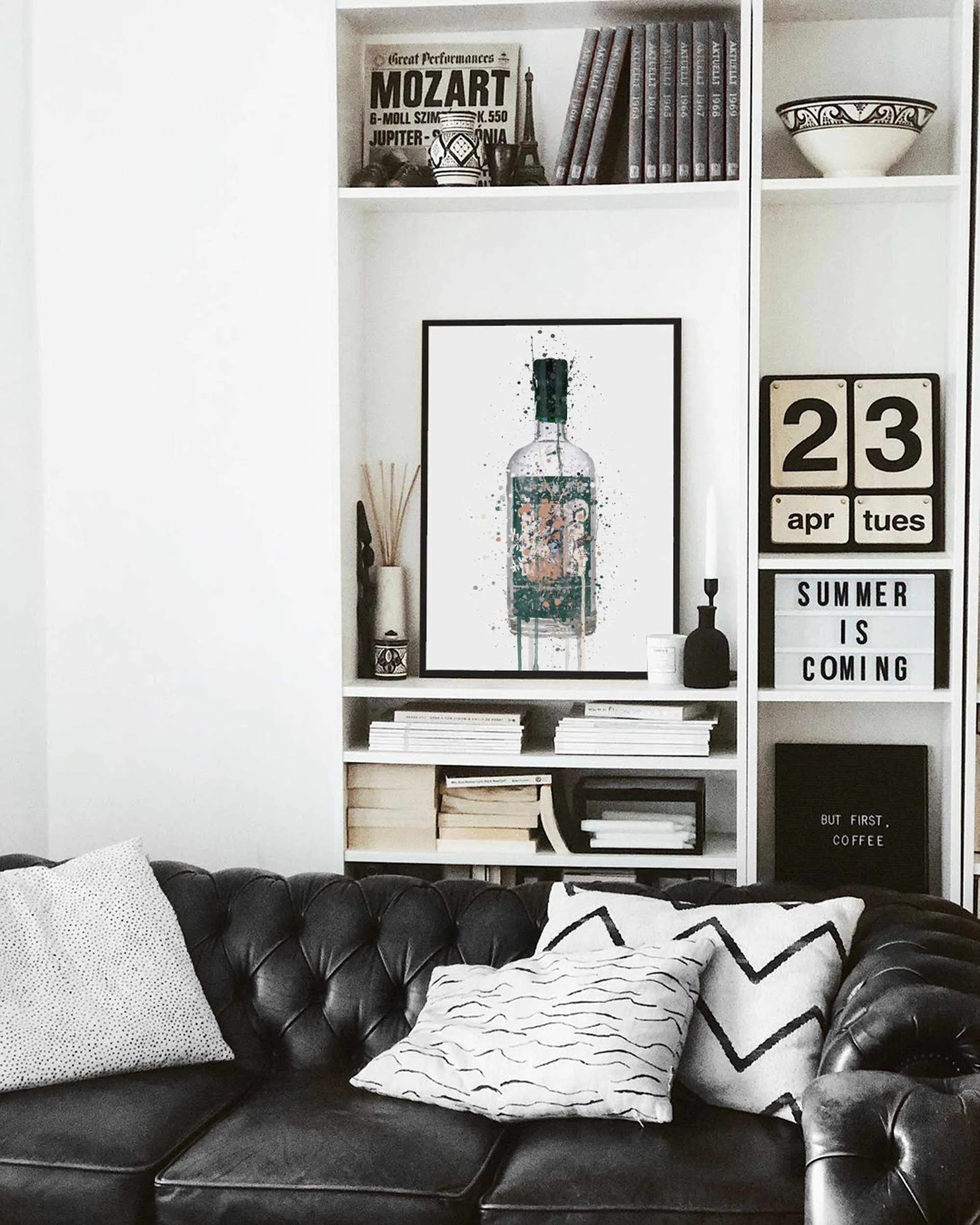 Gin Bottle Wall Art Print 'Deep Pine'
