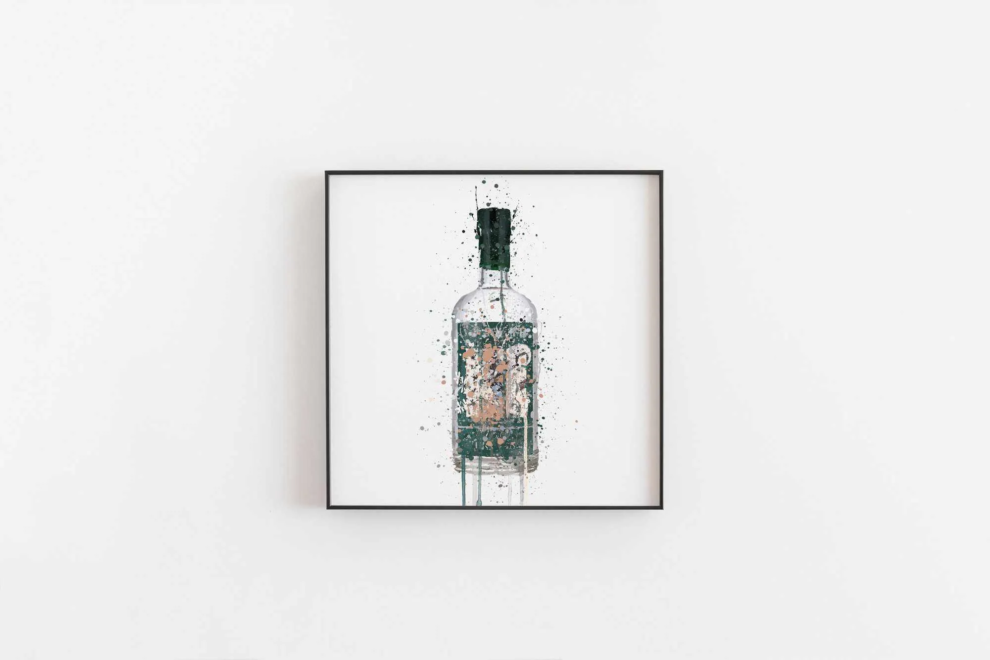 Gin Bottle Wall Art Print 'Deep Pine'