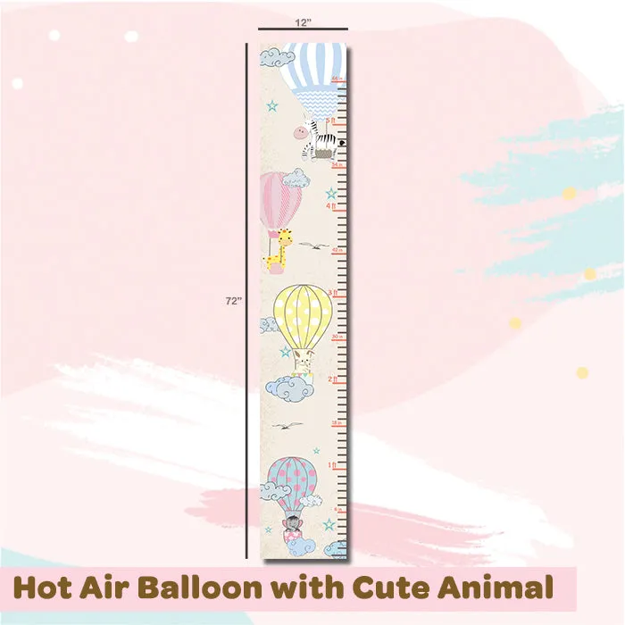 Hot Air Balloon With Cute Animals Height Chart Wall Sticker