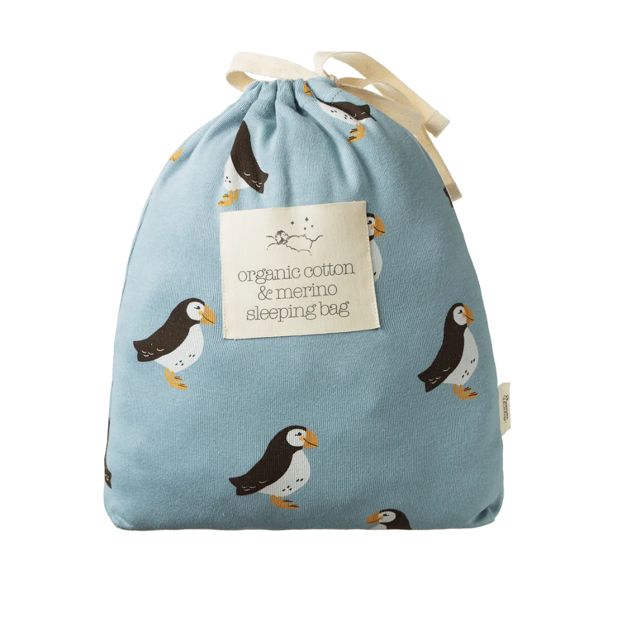 Nature Baby Organic Cotton & Merino Sleeping Bag - Puffin Print