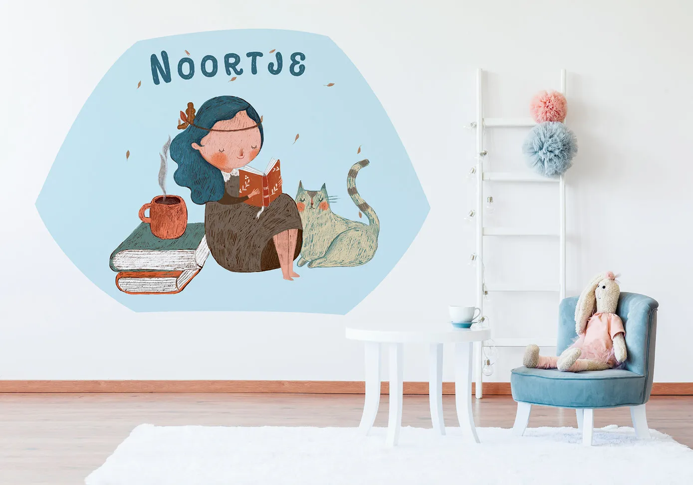 "Girl and her bunny buddy" wall sticker