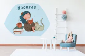 "Girl and her bunny buddy" wall sticker