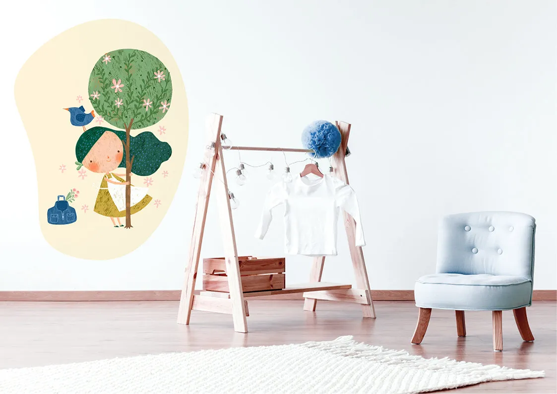 "Girl in the orchard" wall sticker