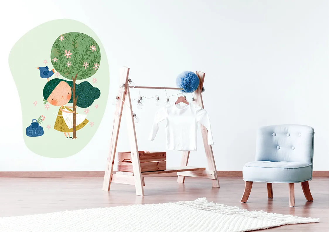 "Girl in the orchard" wall sticker