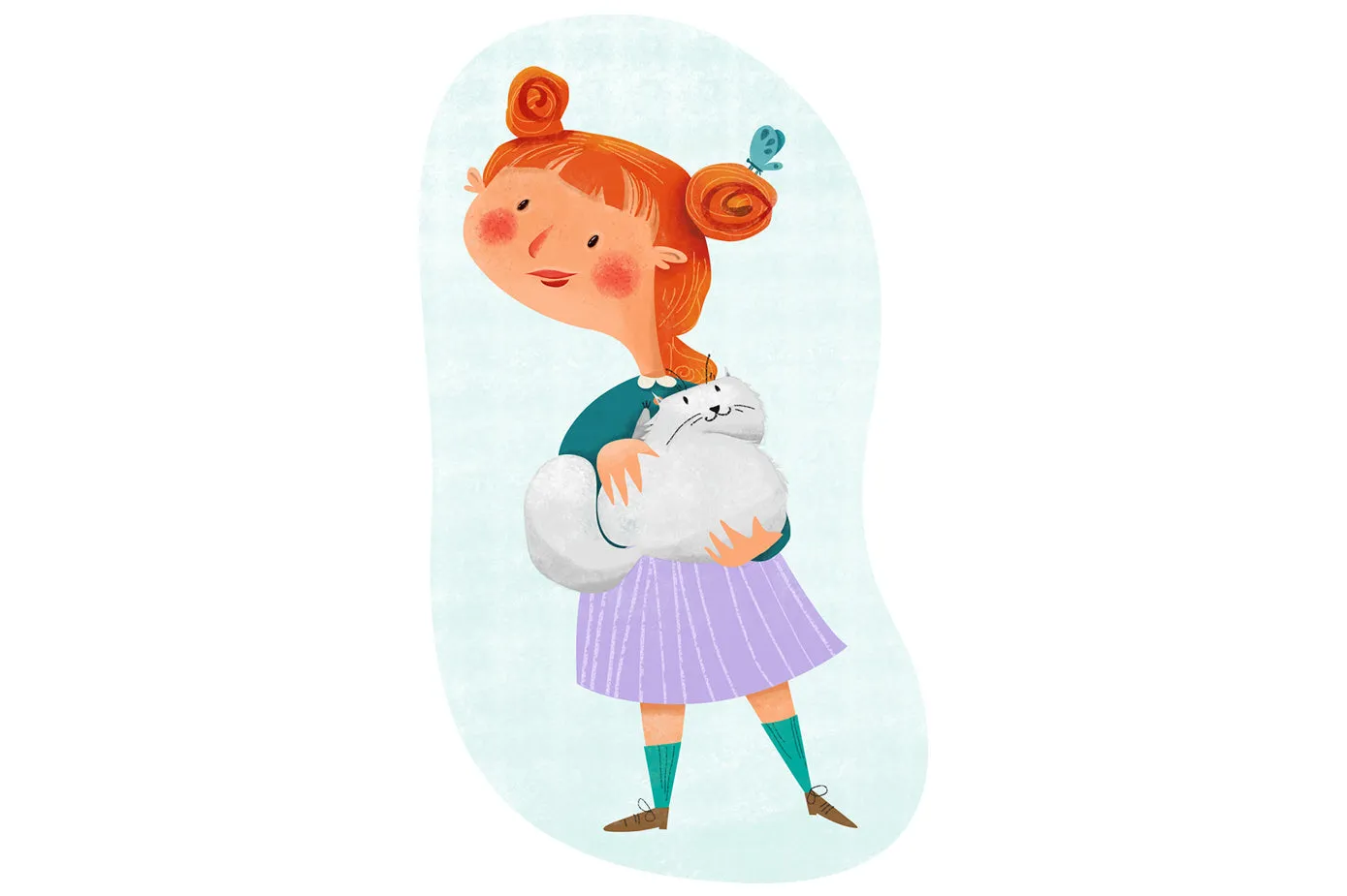"Girl with a cat" wall sticker
