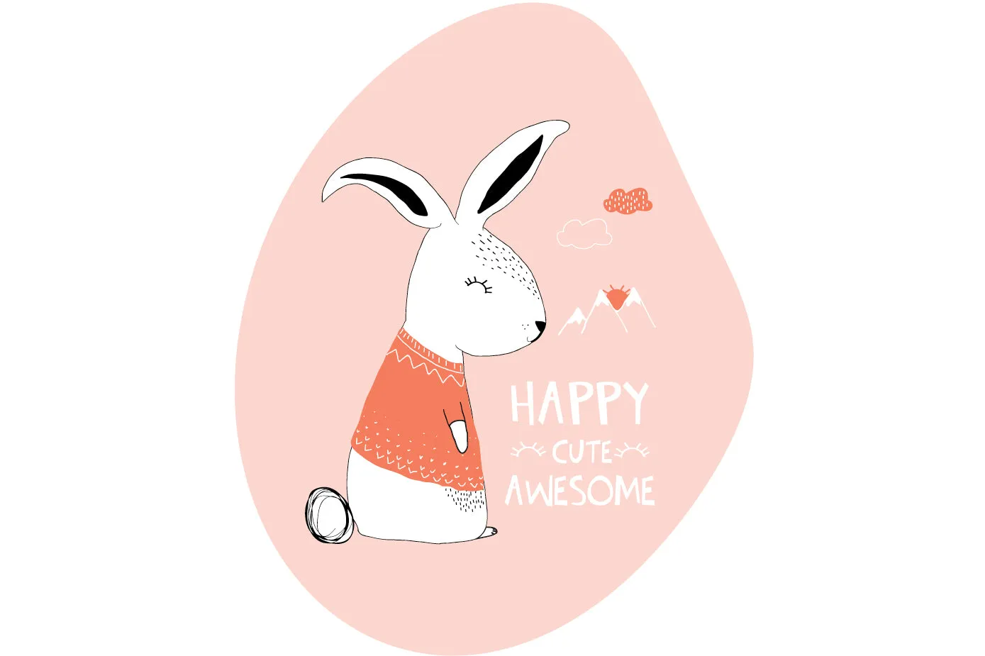 "Happy bunny" wall sticker