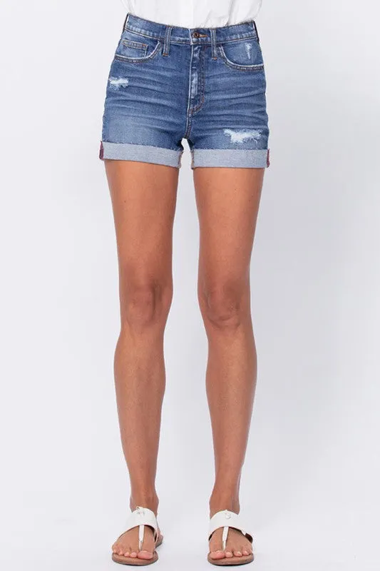 Raw cuff hem distress shorts